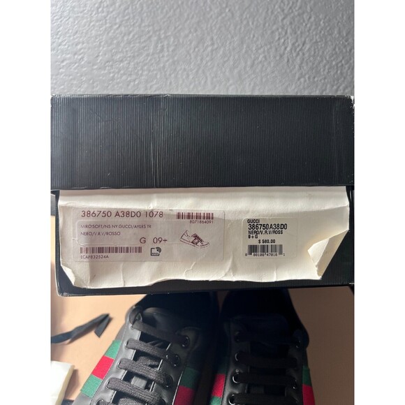 Gucci Ace Leather Lace Up Sneaker M Size 9.5 Black Python Embossed Authenticated - Picture 9 of 15